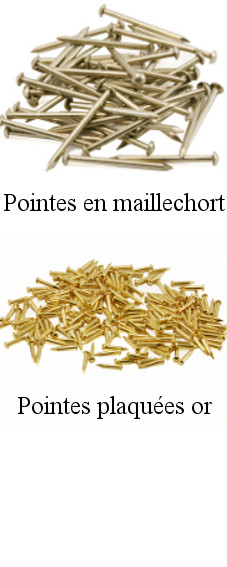 Clous pour la maroquinerie : pointes en maillechort et en or